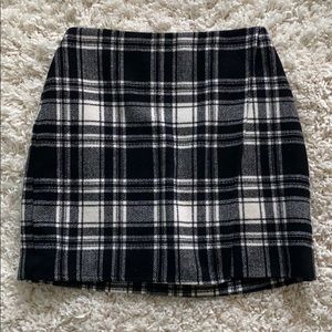 Plaid Wool Pencil Skirt